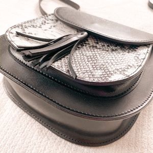 Italian Leather Black Crossbody Bag